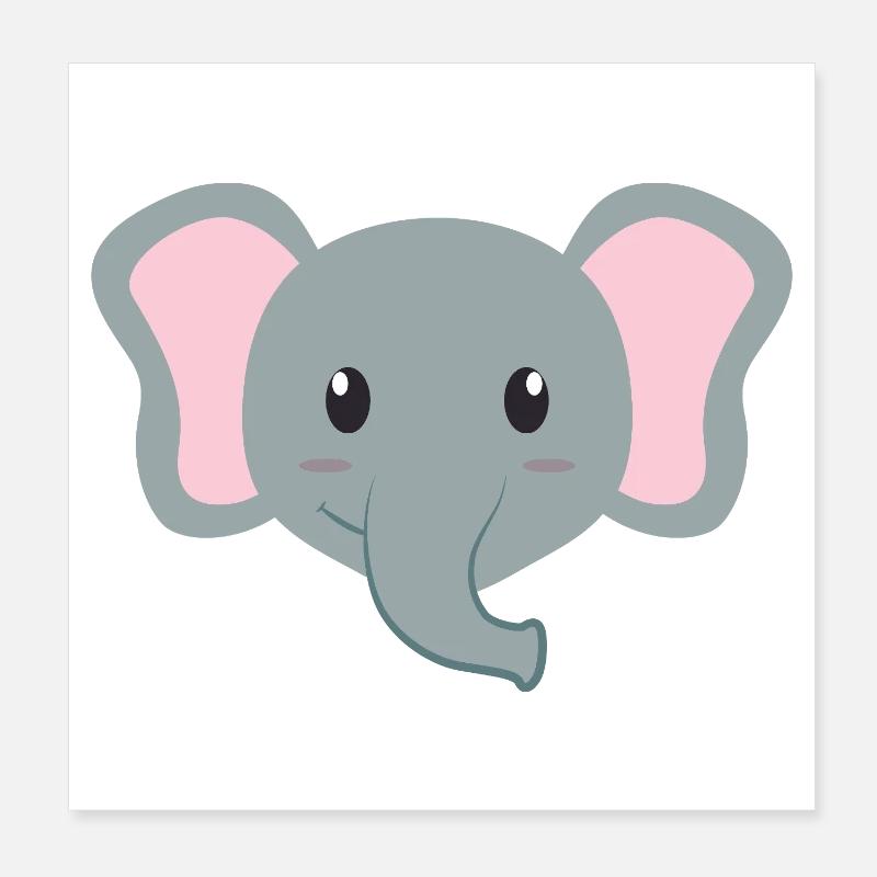 Elephant Cartoon Poster 8" x 8" (20x20 cm)