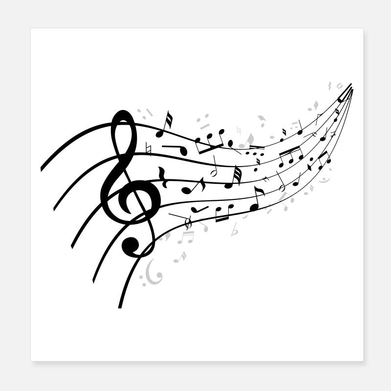 Nuit noire avec nœud musical Poster 20 x 20 cm