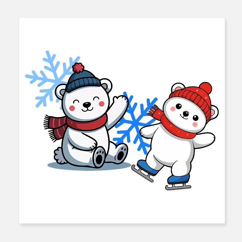 Winterbären Freunde Poster 20x20 cm