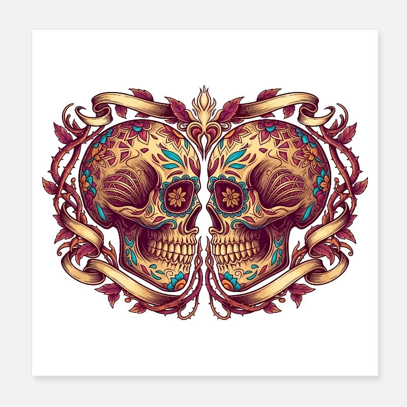 Original Dia de los Muertos Schädel Geschenk Poster 20x20 cm