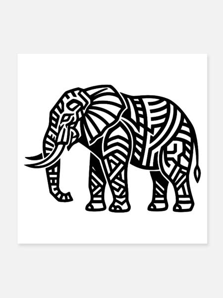 Éléphant majestueux – Design animalier et naturel - Poster 20 x 20 cm - blanc - Devant