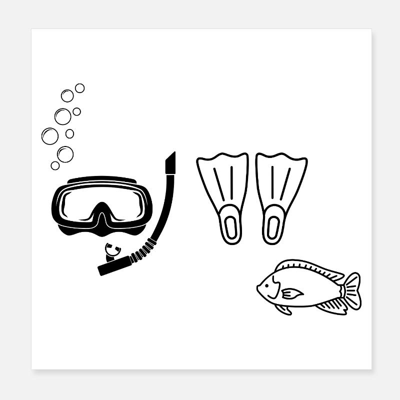 Tauchen – Geschenkidee - Poster 20x20 cm - Weiß