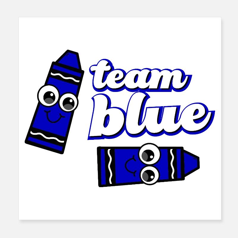 Équipe Bleu Crayon Drôle Poster 20 x 20 cm