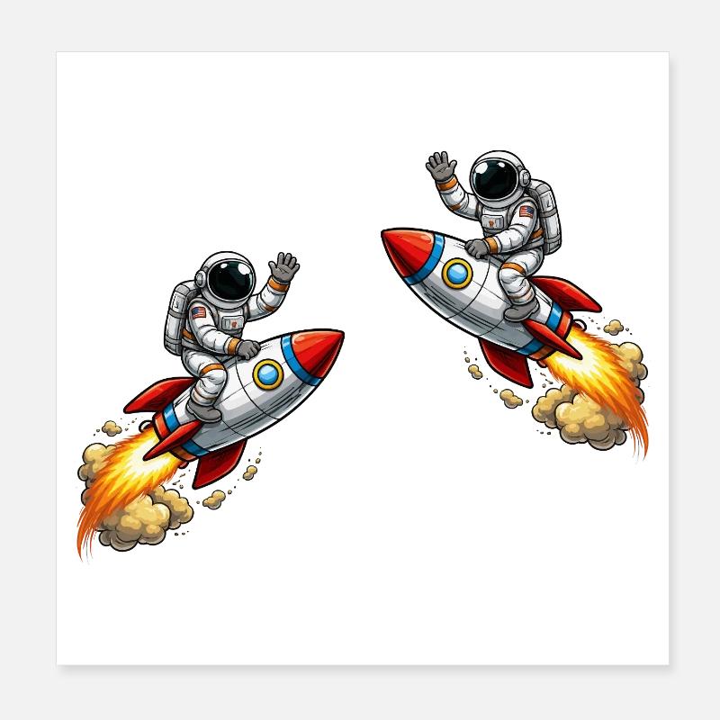 Aventure de la fusée astronaute Poster 20 x 20 cm