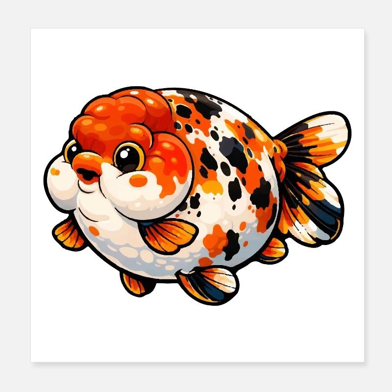 Poisson rouge Calico Ranchu de haute qualité Poster 20 x 20 cm