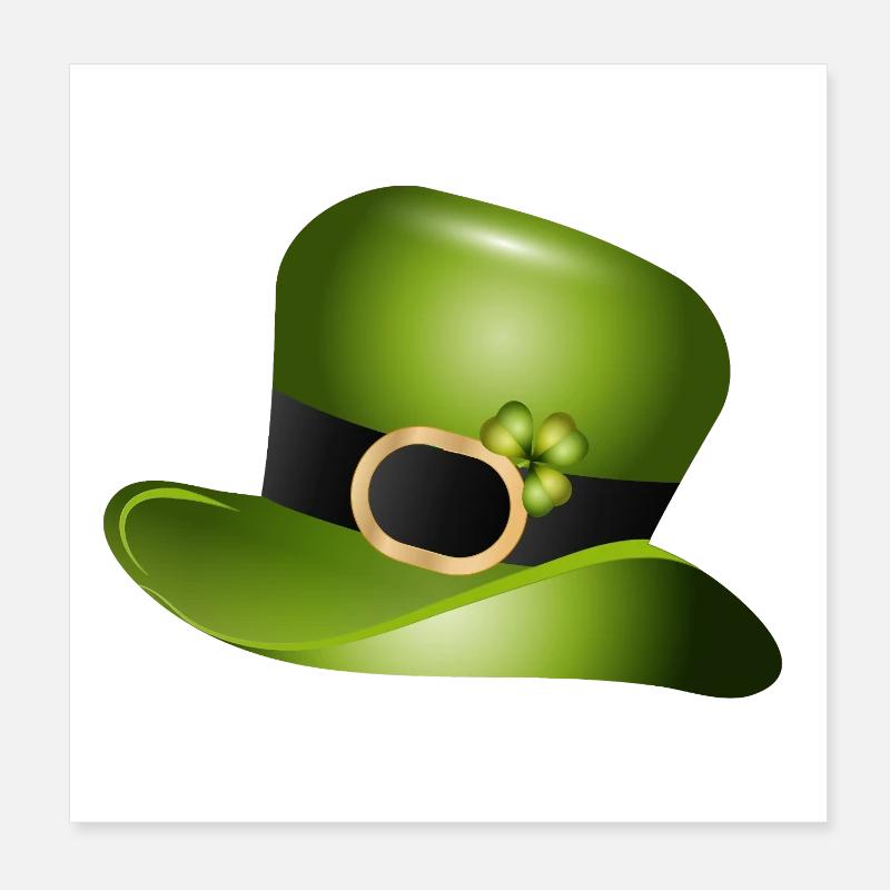 Haut-de-forme vert avec trèfle – Saint Patrick Poster 20 x 20 cm