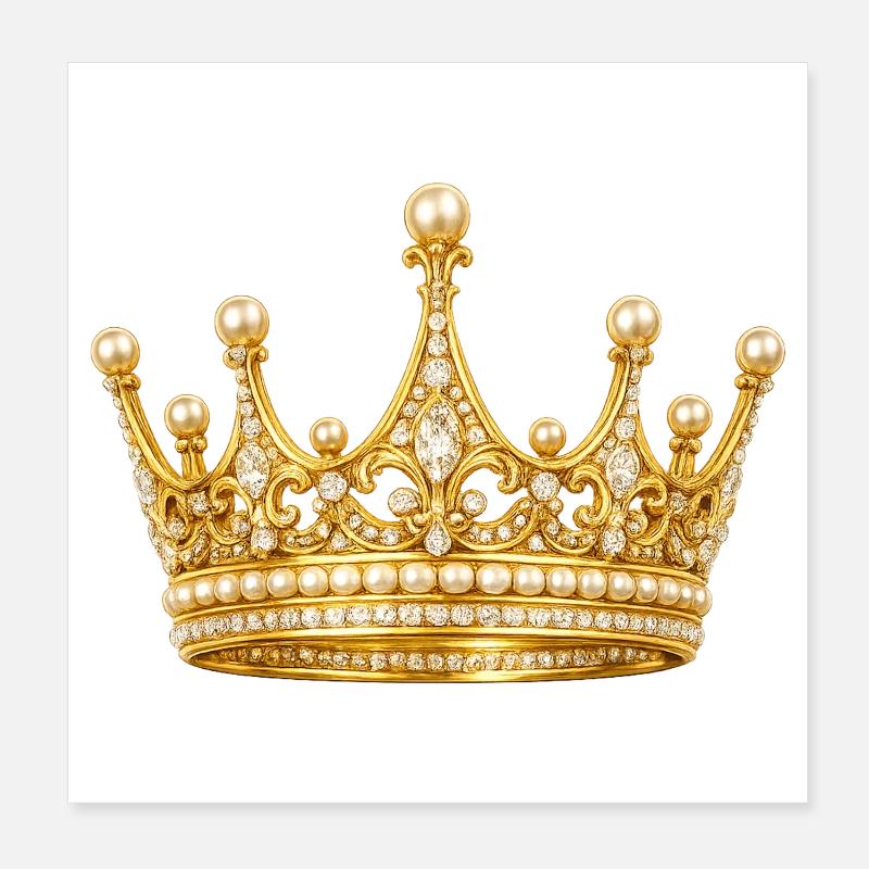 Couronne royale dorée avec des perles Poster 20 x 20 cm
