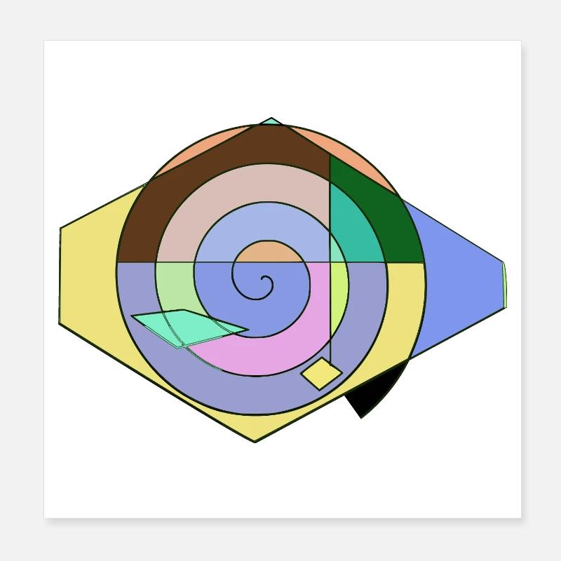 Spiral Color Fun Geometry - Poster 8" x 8" (20x20 cm) - white