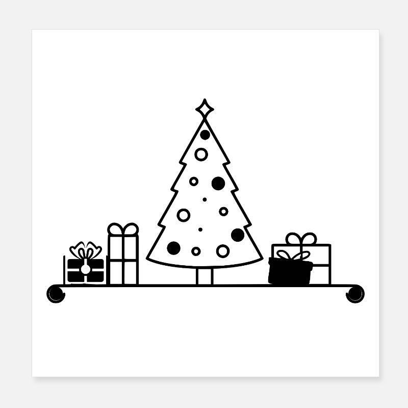 Weihnachtsbaum auf Regal mit Geschenken Poster 20x20 cm