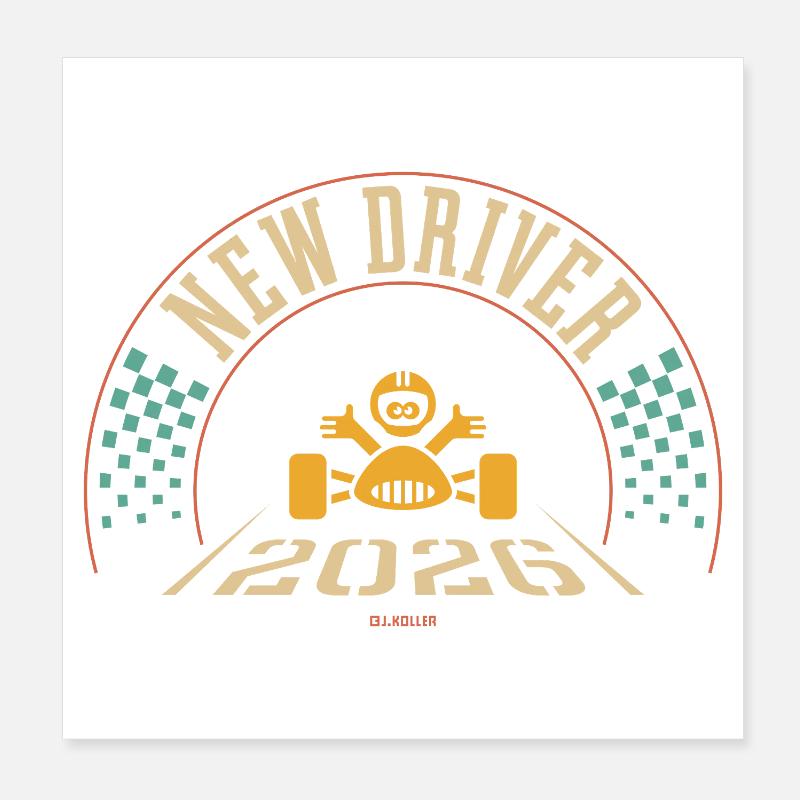 New Driver 2026 (Driving Licence / 4C) Poster 8" x 8" (20x20 cm)