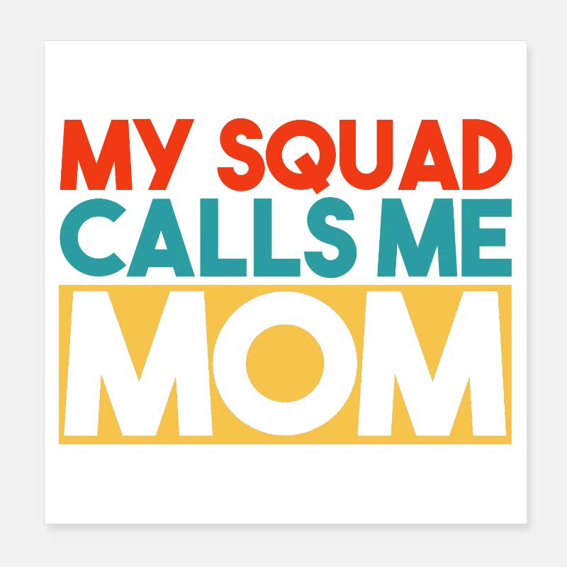 Ma brigade m’appelle maman Typographie rétro Poster 20 x 20 cm