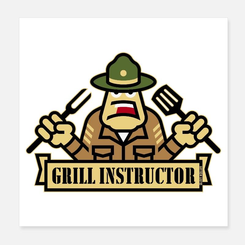 Grill Instructor (Grilling / BBQ / Barbecue / Outl) Poster 8" x 8" (20x20 cm)