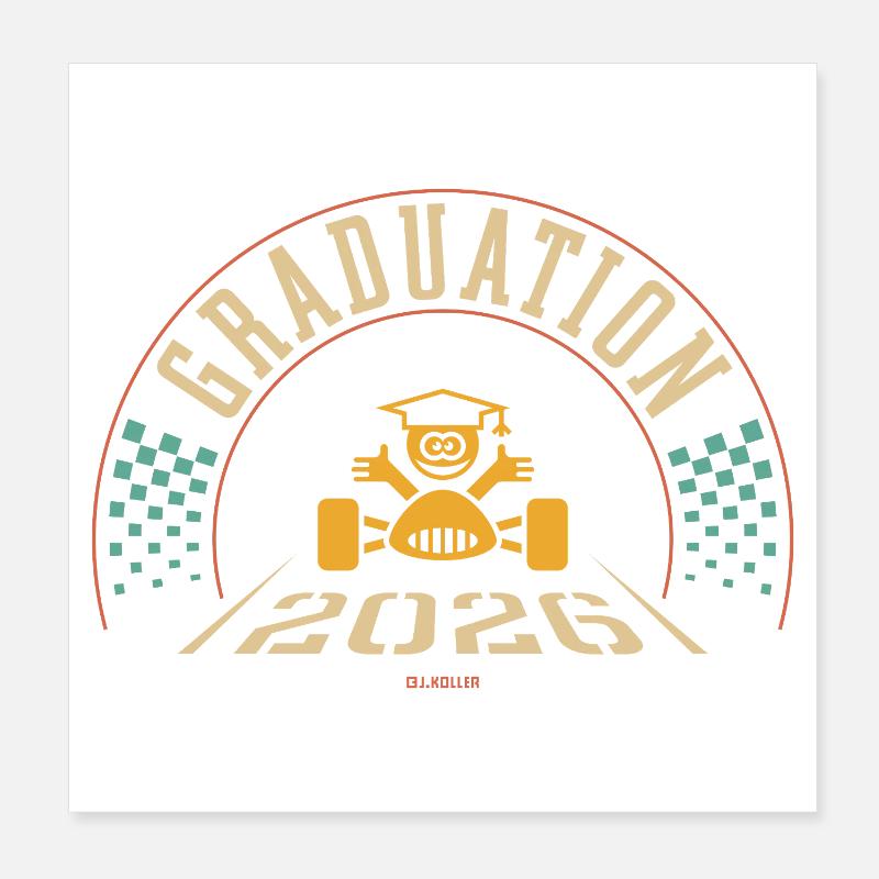 Remise des diplômes 2026 - L’école est terminée - Ligne d’arrivée - 4C Poster 20 x 20 cm