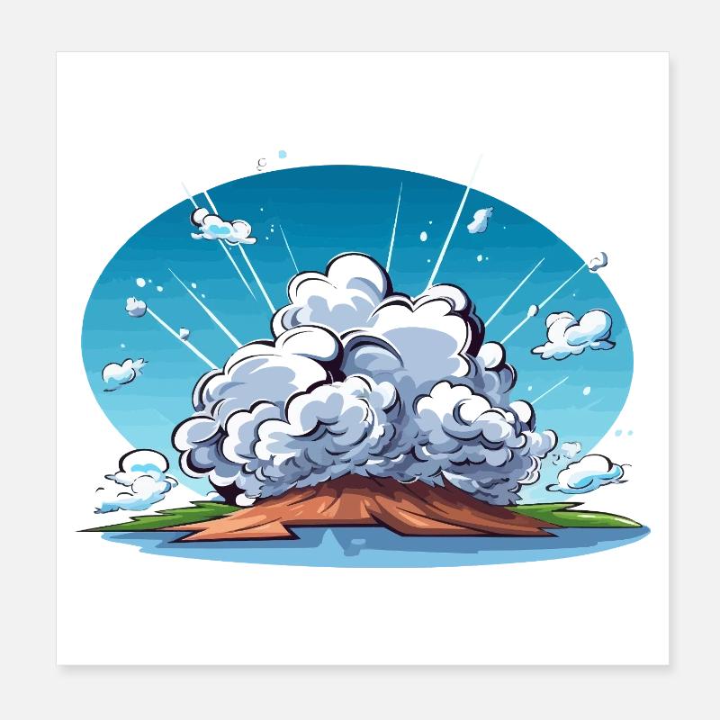 Comic explosion in the landscape panorama Poster 8" x 8" (20x20 cm)