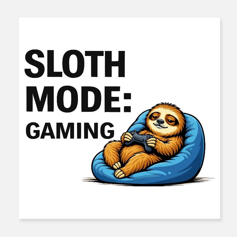 Sloth-Modus-Gaming Poster 20x20 cm