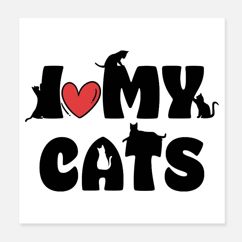 J’adore le design de l’amoureuse des chats de mes chats Poster 20 x 20 cm