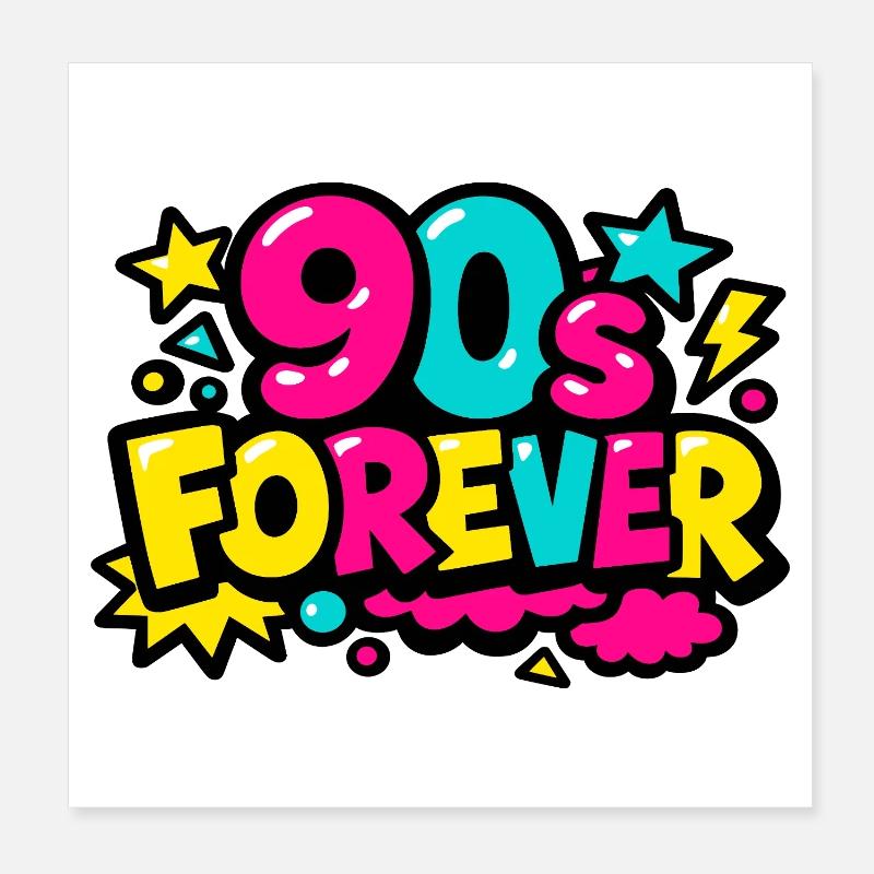 90s Forever Neon Pop Poster 20x20 cm