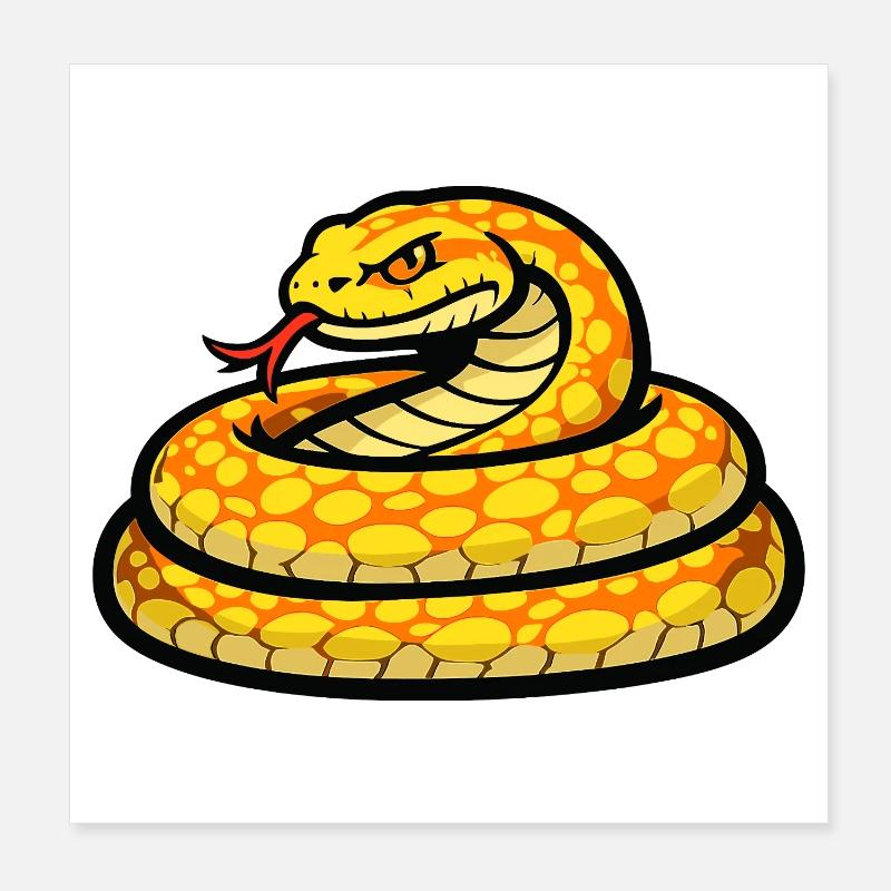 Sunny Snake Neon Pattern Poster 8" x 8" (20x20 cm)