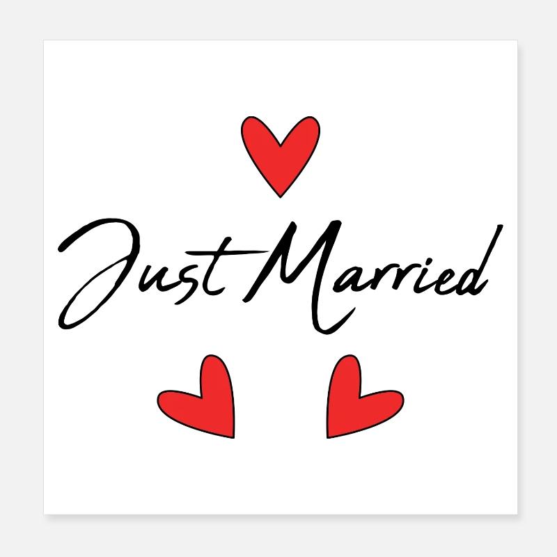 JUST MARRIED. EVJF. SAINT VALENTIN. COUPLE Poster 20 x 20 cm
