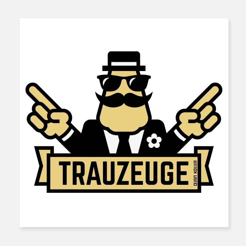 Trauzeuge Handzeichen (Polterabend / JGA / 3C) Poster 20x20 cm