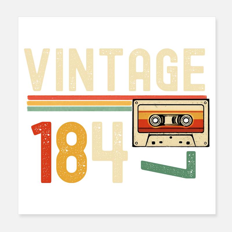Vintage 84 Cassette Retro Poster 20 x 20 cm