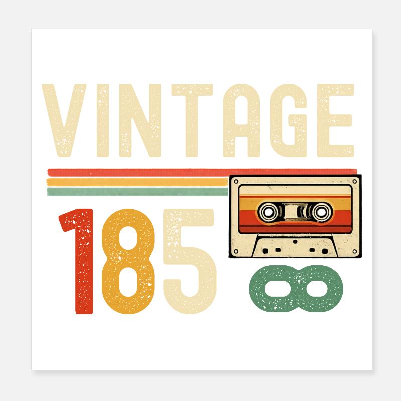 Vintage 85 Cassette Retro Poster 8" x 8" (20x20 cm)