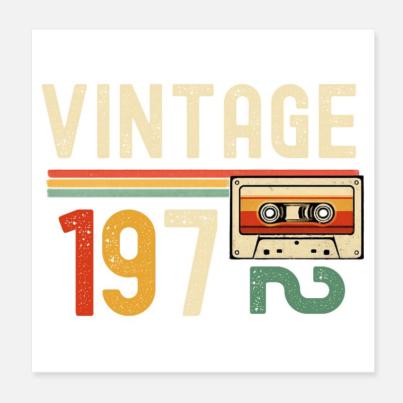 Vintage Cassette 1970s Stripes Poster 20 x 20 cm