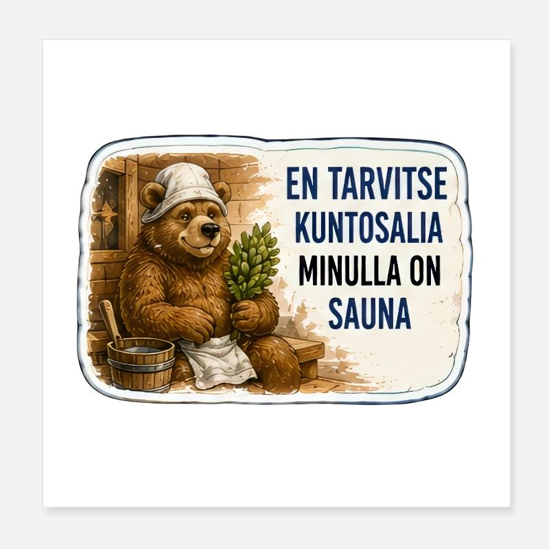Minulla on sauna - Poster 20x20 cm - Weiß