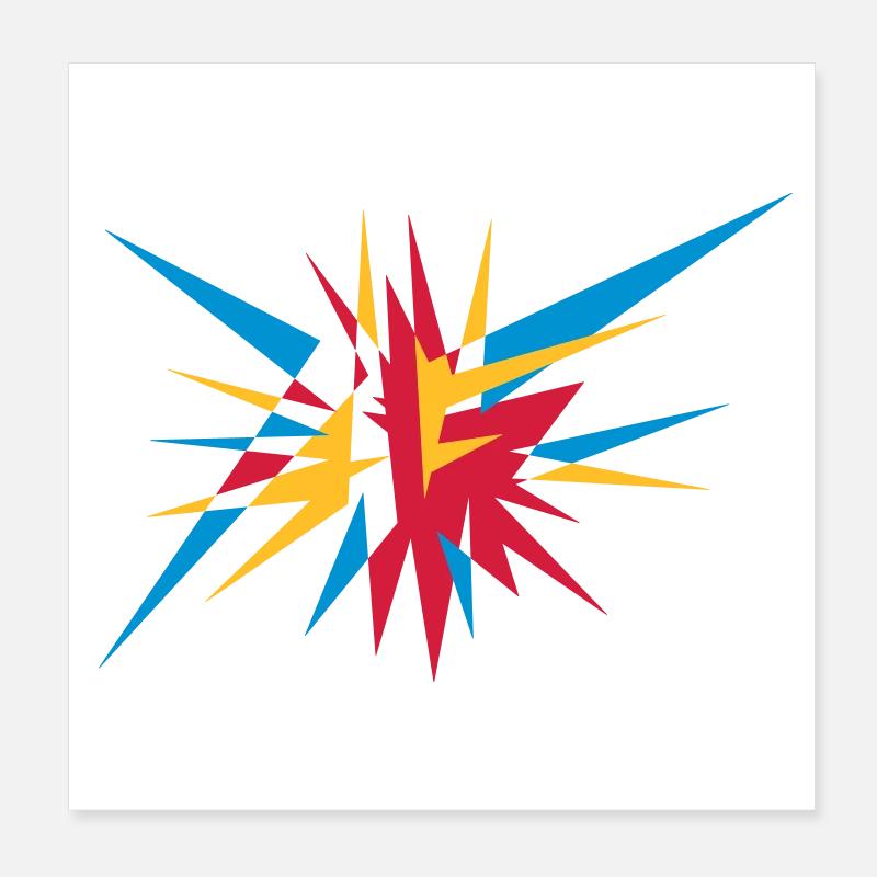 Explosion et les rayons Poster 20 x 20 cm