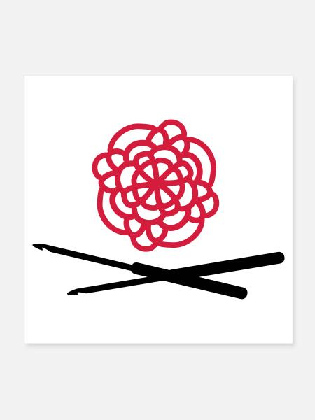 crochet - Poster 8" x 8" (20x20 cm) - white - Front