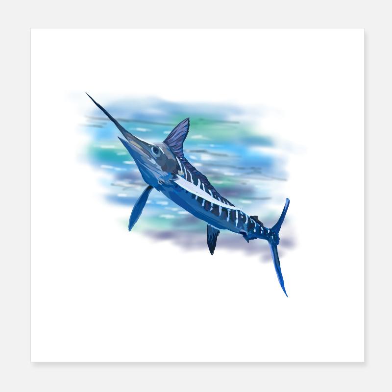 Schwertfisch - Poster 20x20 cm - Weiß