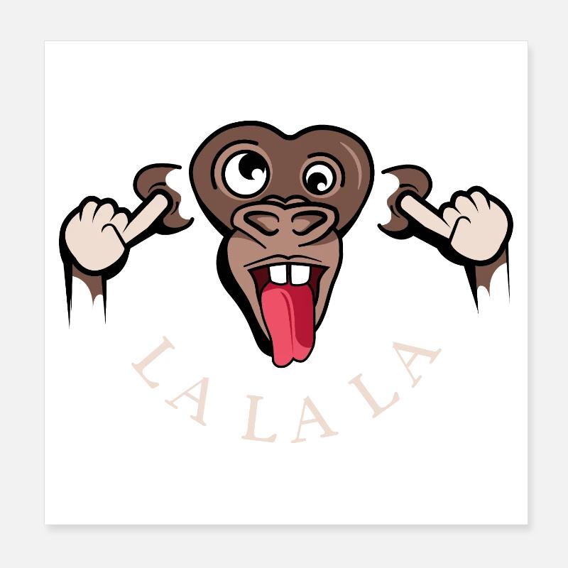 lustiger Affe lalala Symbol Illustration Zunge Poster 20x20 cm