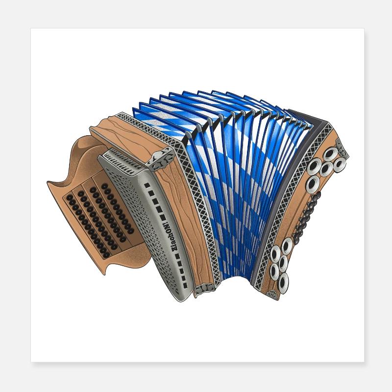 Steirische Harmonika - Bayern | ZiachON! - Poster 20x20 cm - Weiß