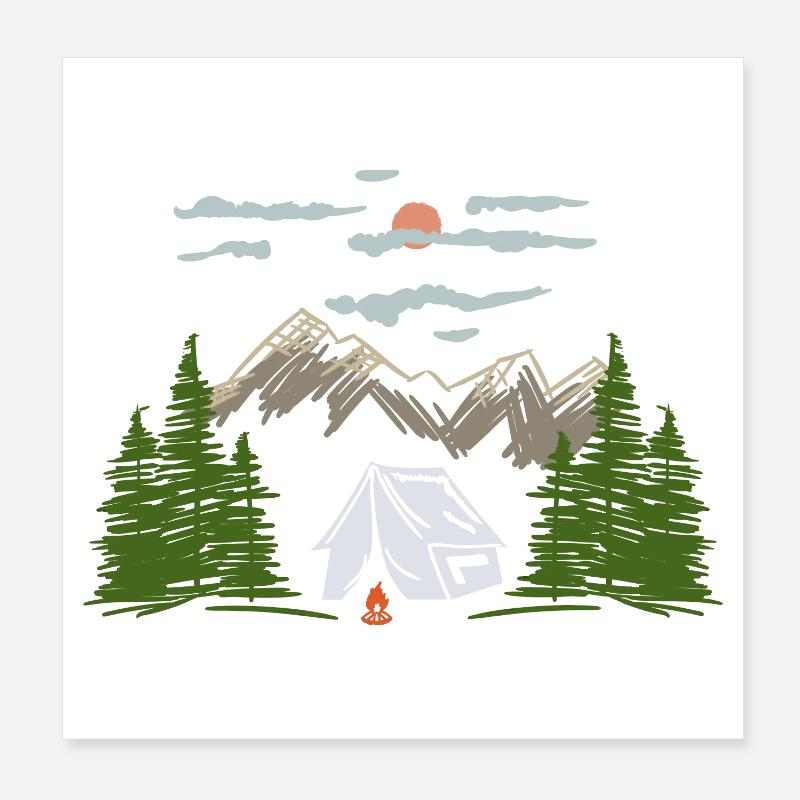 Camping Camping Mountain Theme Cadeau Poster 20 x 20 cm