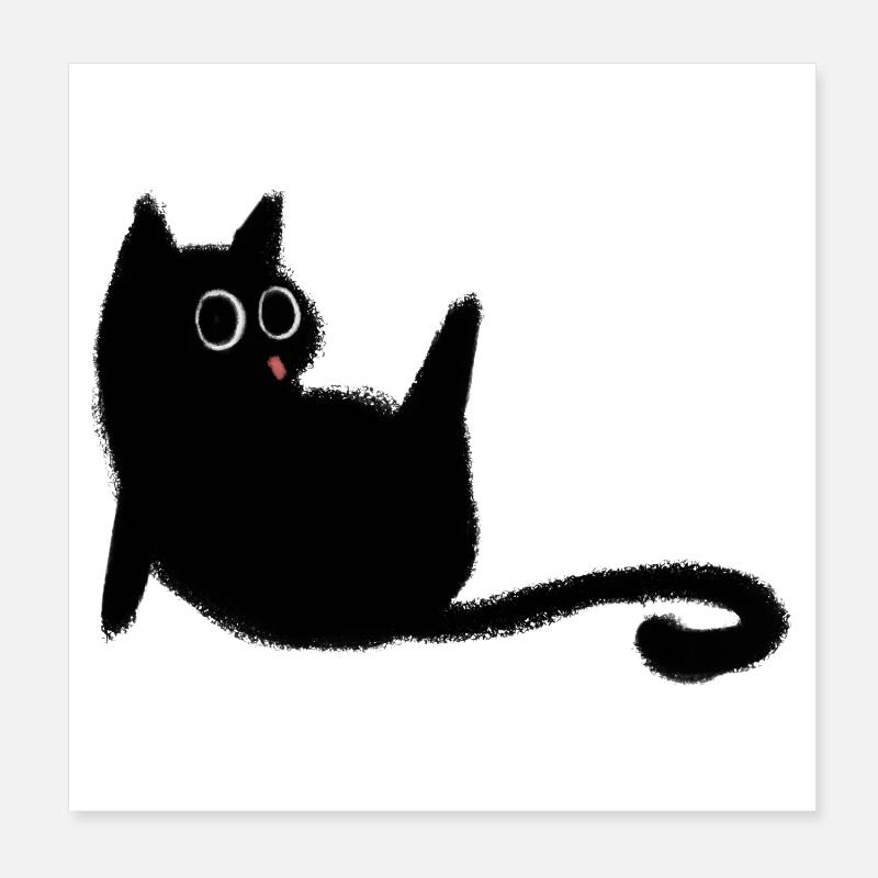 Chat noir charbon mignon toilette Poster 20 x 20 cm