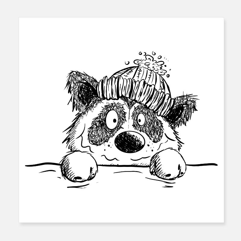 Cute Panda With Cap I Panda Bear I Pandas Poster 8" x 8" (20x20 cm)