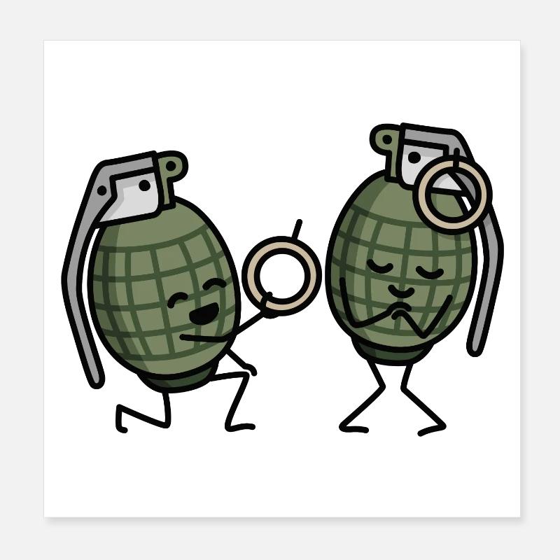 Hand Grenade Marriage Proposal Couples Army Ring Engaged Poster 8" x 8" (20x20 cm)