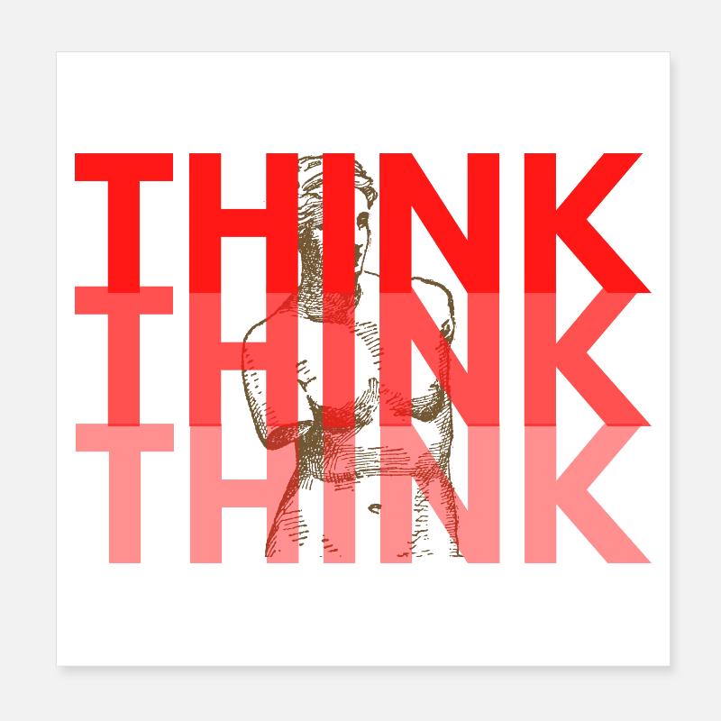 Red Think Overlay Typography Poster 8" x 8" (20x20 cm)