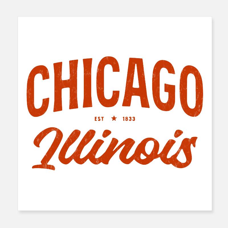 Écriture vintage de Chicago Illinois Poster 20 x 20 cm