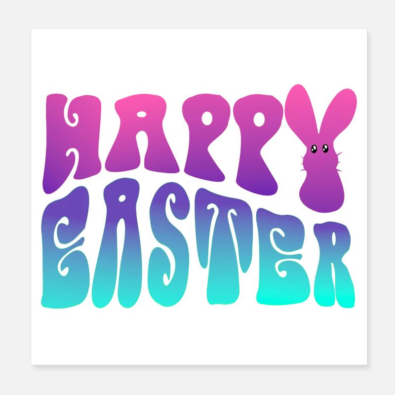 Happy Easter Schriftzug - Poster 20x20 cm - Weiß