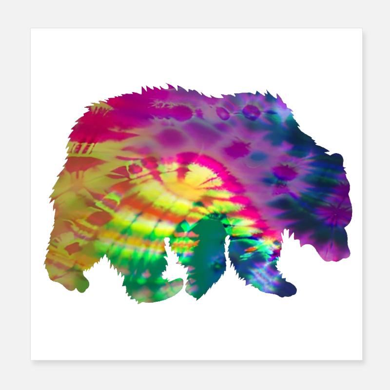 Bär Silhouette Tie Dye Batik Muster Poster 20x20 cm
