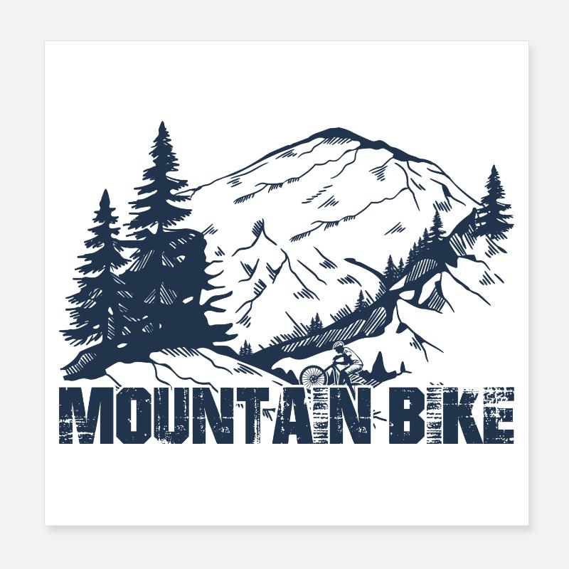 Silhouette du sommet du VTT Poster 20 x 20 cm