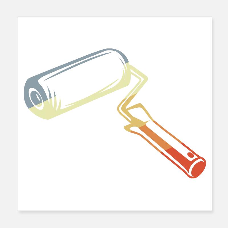 Retro Painter's Scroll Sketch Poster 8" x 8" (20x20 cm)