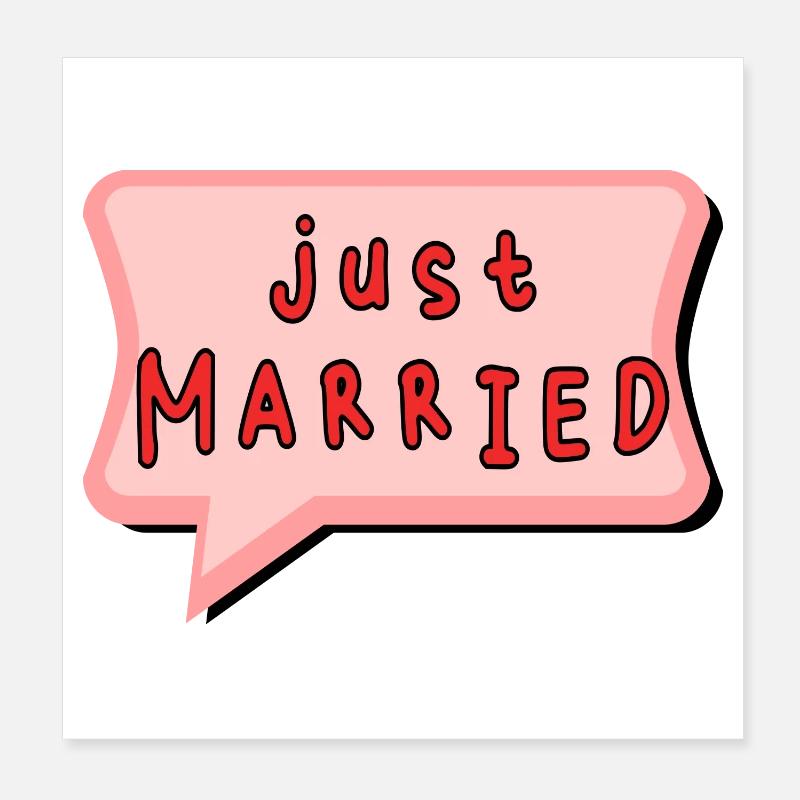 JUST MARRIED. EVJF. SAINT VALENTIN. COUPLE Poster 20 x 20 cm