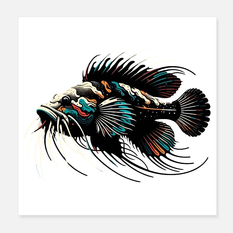 Poisson-chat d’aquarium, poisson-chat d’antenne, minimaliste Poster 20 x 20 cm