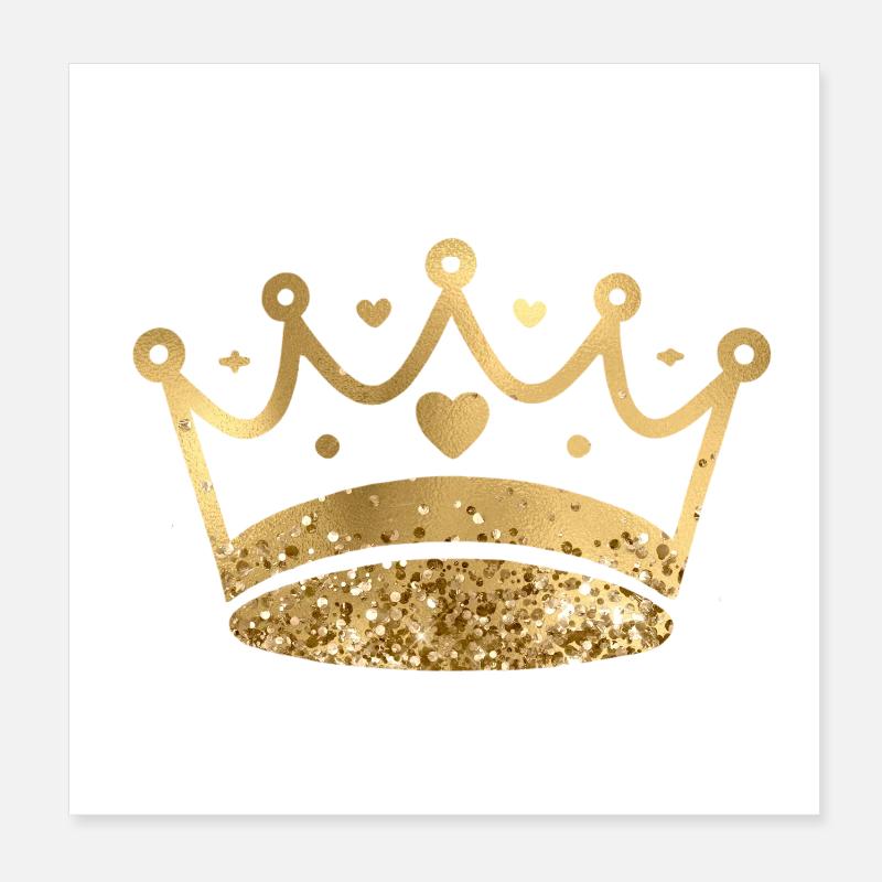 Queen/King Crown Gold Glitter Personalizable Poster 8" x 8" (20x20 cm)