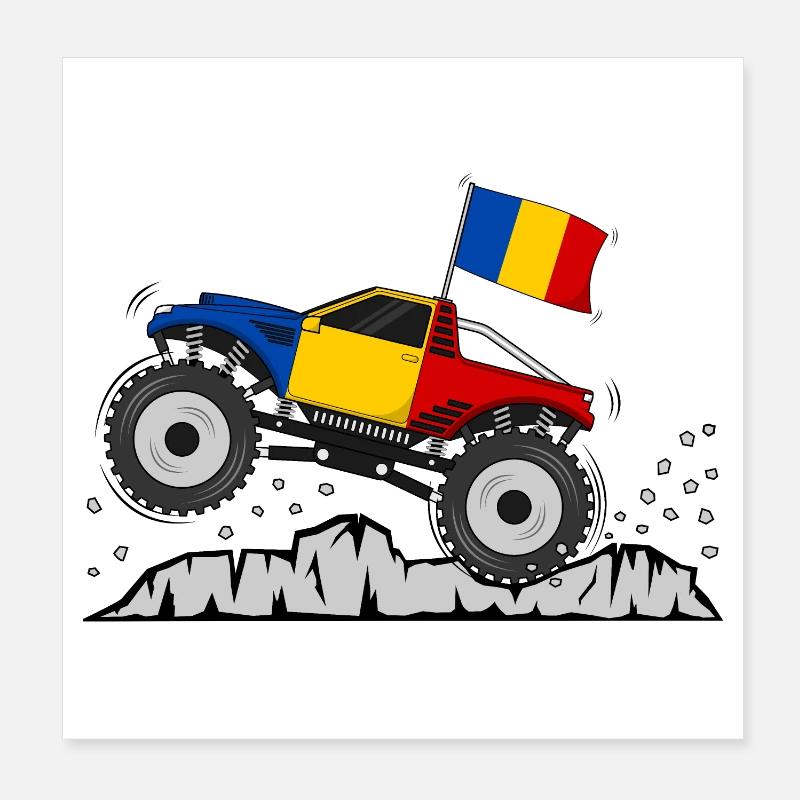 Monster Truck du drapeau roumain Poster 20 x 20 cm