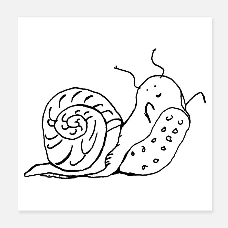 escargot - Poster 20 x 20 cm - blanc
