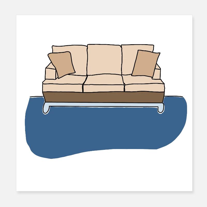 Sofa, colorful artwork Poster 8" x 8" (20x20 cm)