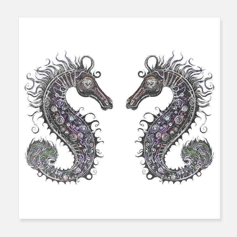 Mystische Seepferdchen Poster 20x20 cm